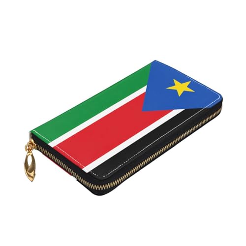Leather Women Wallets, Long Credit Card Holder, Flag of South Sudan Print Billfold Clutch & Travel Purse Large Capacity3