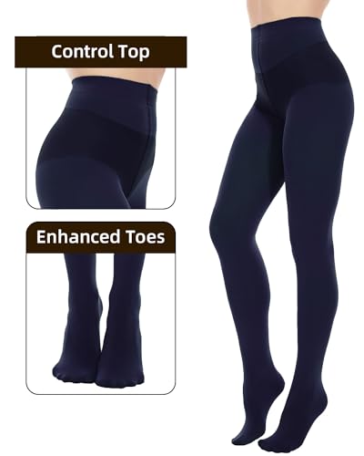 Image of Citystl 2 Pairs 80D Opaque Black Tights for Women, Tummy Control Pantyhose | Ultra-Soft Comfort, Reinforced Toes, Suitable for All Body Types, Fall and Winter Essential, Full-Footed Tights