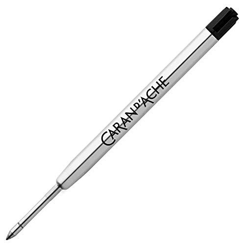 Caran D'Ache – Recambio Roller Reemplazable para Bolígrafos Retráctiles de Bola, Escritura suave y Secado Rápido, Recambio de Punta Media M (Negro)