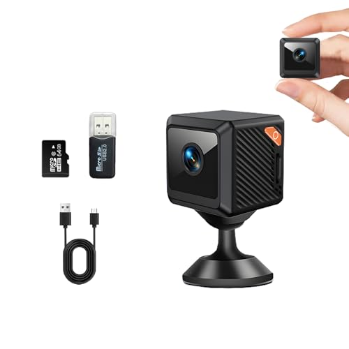 VIVIDRISE Cámara Espía 1080P Mini WiFi Interior,Camara WiFi con Grabación Bateria Larga Duracion con Tarjeta de Memoria de 64GB, Visión Nocturna, Deteccion de Movimiento para Casa,Oficina