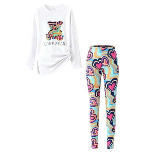 Image of Tween Girl's Letter Print Top + Jogger Pants 2 Piece Outfit Set Kids Clothing, Sizes 6-14 Years