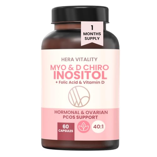 Inositol Supplement for Women – 60 Capsules | Myo-Inositol & D-Chiro 40:1 with Vitamin D & Folic Acid | PCOS, Fertility, Hormonal Balance, Cycle Support – HERA Vitality