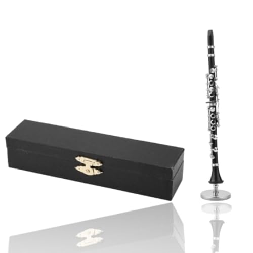 Ornement de clarinette miniature,Mini Modèle De Clarinette,clarinette miniature avec support et étui, mini instrument de musique, décoration de Noël,...
