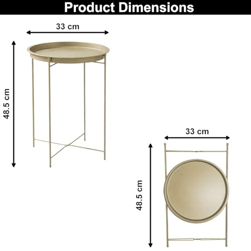 Image of Amazon Brand - Umi Round Metal Side Table for Living Room & Bedroom - Modern Bedside Table, Coffee Table, Corner Table with Sturdy Iron Frame, Silver, 33x33x48-Small