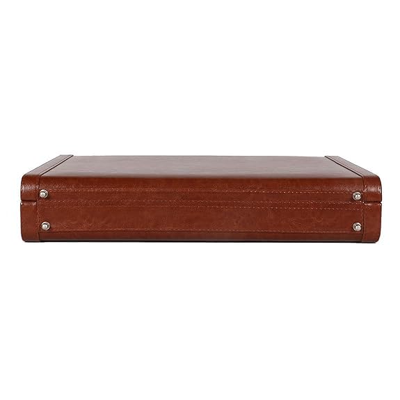 Red Cherry Professional Faux Leather Briefcase, Tan, Combination Lock Security, Multiple Compartments, Business Attache Case-picture-35