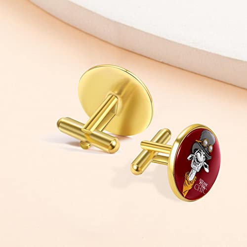 Mancuernillas para hombre con jirafa y fondo rojo miniatura 6