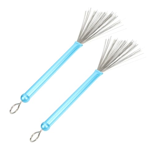 Yardwe 2Pcs Drum Brush Stainless Steel Wire Drum Stick Brush and Compact Design for Convenient Use Durable Construction Professional Percussion Accessory