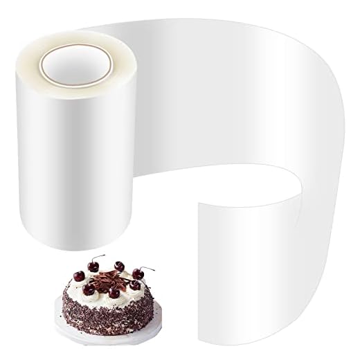 8cm x 10 m Rollo de Acetato Transparente, Acetato Repostería Lámina, Lámina de Acetato, Pasteleria Transparente Tiras de Acetato Cinta, para Decoración de Tartas Chocolate Mousse Pasteles y Postres