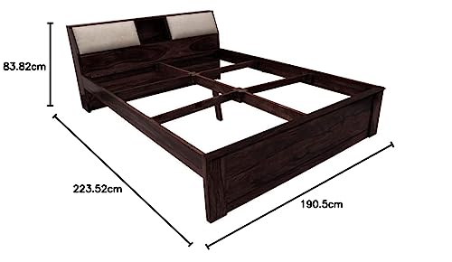 Image of APRODZ Sheesham Wood Allure Bed with Storage (King Size, Walnut Finish)