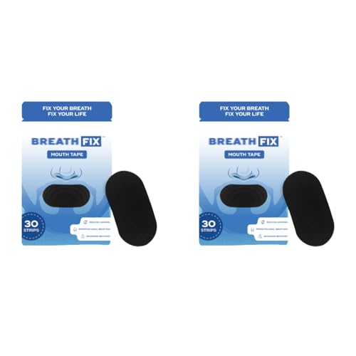 Image of BREATH FIX Mouth Tape for Sleeping (Pack of 2) | 60 Strips | Black Colour | Supports Nasal Breathing | Hypoallergenic Adhesive | CDSCO Approved |