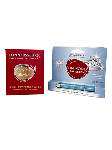 Connoisseurs Diamond Dazzle Stik Plus - Nettoyant Diamants Platine Or or Blanc Montres Boucles D’oreilles - Inclus 6 Lingettes de Polissage Gratuites