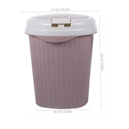 Basurero pequeño rectangular color rosa para oficina miniatura 4