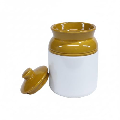 Image of Ceramic Pickle Jars With Lid|Barni|Containers|Storage Jar For Spice Pickle Chatni Achar|Hand Painted Ceramic Barni|Achar Ki Barni|Pack Of 2 (500 Ml & 1000 Ml) PJ-LW-1005,Multicolor