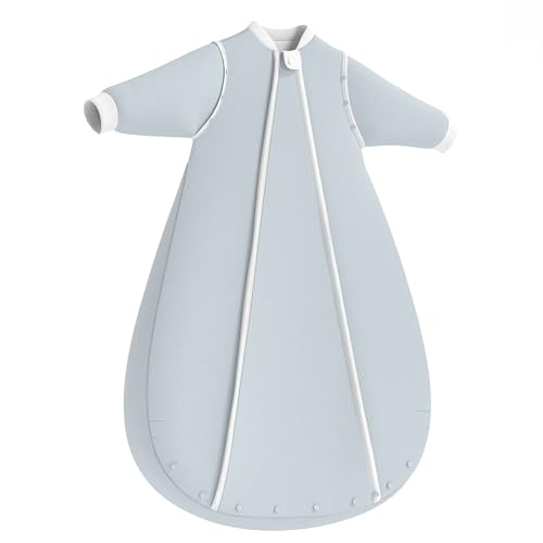 Image of LITTLE SPUD Thermostatic Sleep Sack 12-18 Months, TOG 2.5 Infant Wearable Blanket for Winter, 100% Cotton Baby Sleeping Bags with Detachable Sleeves, Large Size, Blue