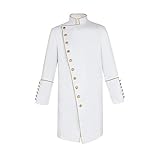 MYAYD Men's Cassock Choir Short Cassock Minister Robe Clergy Pulpit Liturgical Church Top Coat (White, L)