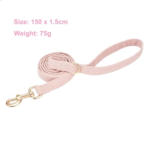 YUDOTE Weiche Cord-Hundeleine Klein,1.5x150cm,Staubiges Rosa