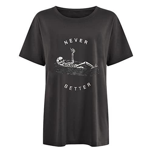 Summer Y2k Tops for Womens, Casual Vintage Short Sleeve T-Shirt, Girls Oversize Loose Round Neck Elastic Tee3