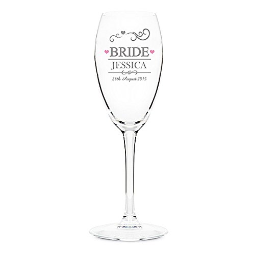 BRIDE Personalised Champagne Glass Toasting Flutes - Thank You Wedding Favour Gifts - The Kitchen Gift Company (Bride)