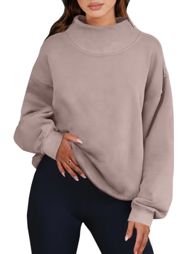 Image of ANRABESS Womens Oversized Sweatshirts Mock Neck Pullover
