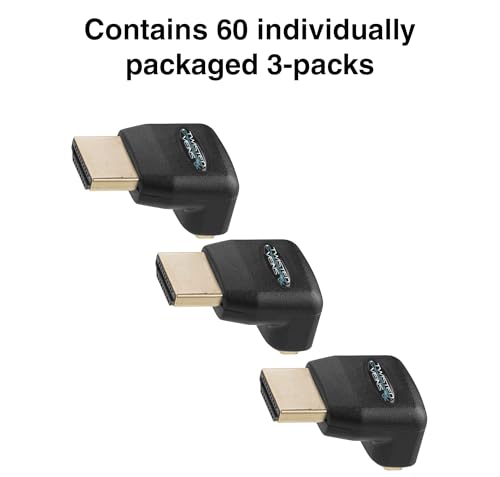 Image of HDMI 90 Degree, 180-Pack (60 3-Packs), Right Angle Adapters /Connectors, Supports HDMI 2.0b 4K 60hz HDR