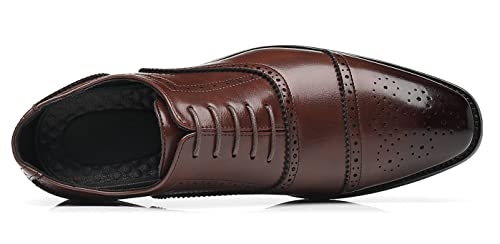 Santimon Men's Casual Dress Shoes Cap Oxfords Faux Leather Tuxedo Dress Shoes Classic Lace-up Formal Derby Loafers3