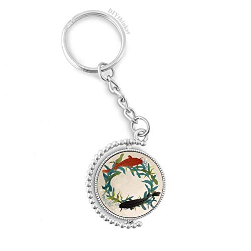 Porte-clé poisson de mer rotatif DIYthinker anneau keyholder multicolore pour homme et femme