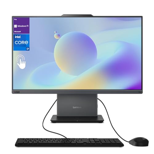Image of Lenovo ThinkCentre All-in-One Desktop Computer, 23.8 inch FHD Touchscreen Display, 13th Gen Intel i7-13620H, 32GB DDR5 SODIMM, 1TB SSD, Webcam, HDMI, Wired Keyboard & Mouse, Wi-Fi 6, Windows 11 Pro