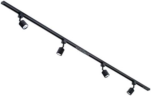 Kitchen Track Light Kit with Soho GU10 Spotlight Fixture & LED Bulbs Litecraft (Black, 2M 4 Light)
