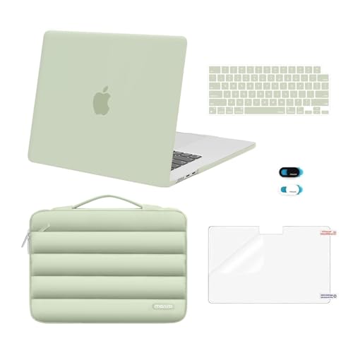 Image of MOSISO Compatible with MacBook Air 15 inch Case M5 2026 M4 M3 M2 2025-2023 | A3448 A3241 A3114 A2941, Protective Hard Shell Case&Puffy Sleeve Bag&Keyboard Skin&Webcam Cover&Screen Film, Sage Green