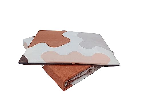 Image of TIB The Intellect Bazaar Glace Cotton Elastic Fitted Bedsheets King Size | Bedsheet for Double Bed with 2 Pillow Covers (72 inch x 78 inch or 182 x 152 cm) Square-Multi