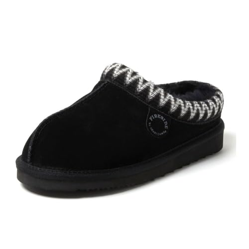 Image of Fireside by Dearfoams Women's Greta Genuine Shearling Clog Slippers, 100% Natural Suede Clogs for Outdoor & Indoor