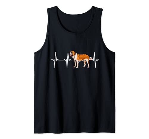 St. Bernard Heartbeat Love My Dog Tank Top, Black