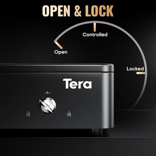 Tera 13" Auto Open Cash Register Drawer Heavy Duty Fully Removable Insert Tray 5 Keys 4 Bill 6 Coin Media Slot 24V RJ12 Key-Lock (Round Corner) for POS System Small Business 330R