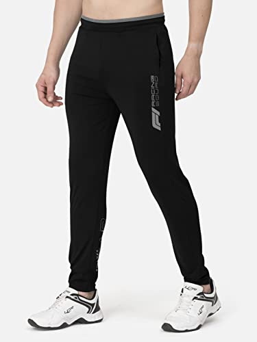 Image of BULLMER Black Trendy Printed Cotton Blend Active Athleisure Trackpant for Men