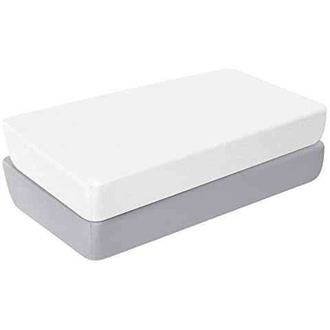 Yoofoss Crib Fitted Sheets 2 Pack 100% Cotton Soft Baby Crib Sheet Mattress Cover 50x90cm- White and Grey by YOOFOSS Cover