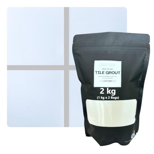 Image of DESTINE READY-TO-MIX inchTILE GROUT inch (16 COLOURS) (ALL PACKS: 100 Gm,250 Gm,400 Gm,800 Gm,1 Kg), Waterproof, Cement Based Tile Joint Filler, Crack Filler, Tiles Gap Filler (2 Kg, Light Grey)