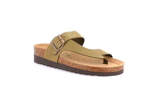 Tongs Femme Beige Cuir Bouleau Grunland Hola CB0327 Sandales Taupe