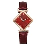 レディース クォーツ腕時計 ステンレス、メタル、PU革、シリコン ベルト シンプル ビジネス 普段使い 20代 30代 40代 成人式 七五三 記念品 13-watches for women 1#赤