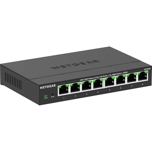 NETGEAR Switch de 8 Puertos Multi Gigabit Ethernet Plus (MS308E): gestionable, 8 Puertos de 1 G/2,5 G, Montaje de sobremesa o en Pared y protección Limitada de 5 años