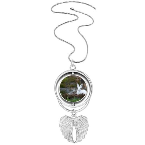 Collier lapin blanc ailes d'ange pendentif anti allergique peau sensible
