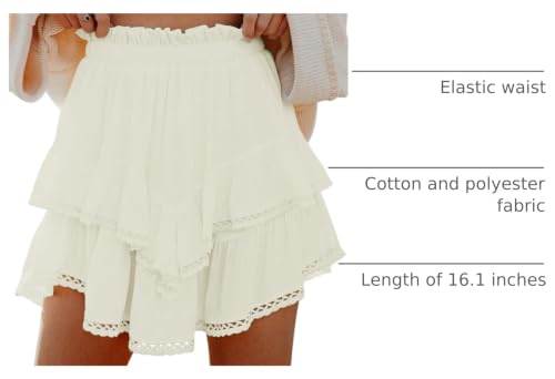 Image of Aoudery Flowy Shorts for Women Casual Boho Ruffle Tiered Skorts High Waist Mini Skirts Golf Tennis Crochet Shorts