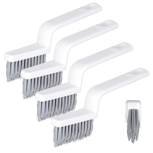 NQEUEPN 4pcs Grout Cleaner Brushes, V Shape Hard Bristle Crevice Stiff Cleaning Brush Grout Scrubber Shower Scrub Tool for Tile Floors, Tracks, Door Groove, Bathroom Gap, Kitchen, Window