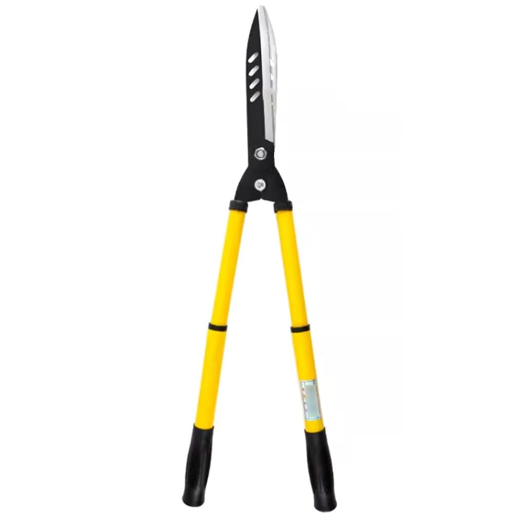 Einziehbare Heckenschere mit geraden Klingen, Astschere 57-73 cm, manuelle Heckenschere mit geraden Stahlklingen und leichten Griffen zum Schneiden von Rabatten, Ziersträuchern(Yellow)