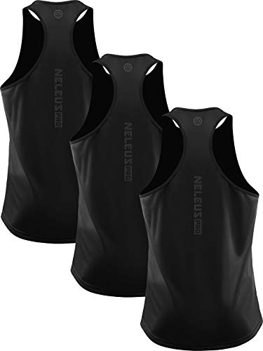 Image of NELEUS Men's 3 Pack Dry Fit Y-Back Muscle Tank Workout Gym Shirt