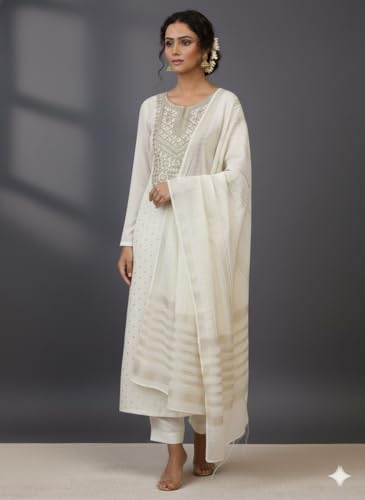 Image of LATEST DRESS MATERIAL FOR WOMEN FEBRIC TYP CHANDERI SILK