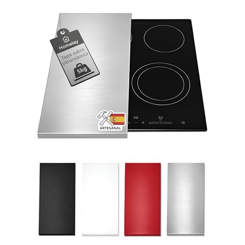 HOMELAY Tapa para vitrocerámica. Tapa cocina inducción (No GAS). 55 x 33 x 2,5 cm. Muy resistente. Hecho en España. Protector de vitroceramica, cubrevitroceramicas (1, Acero Inoxidable)