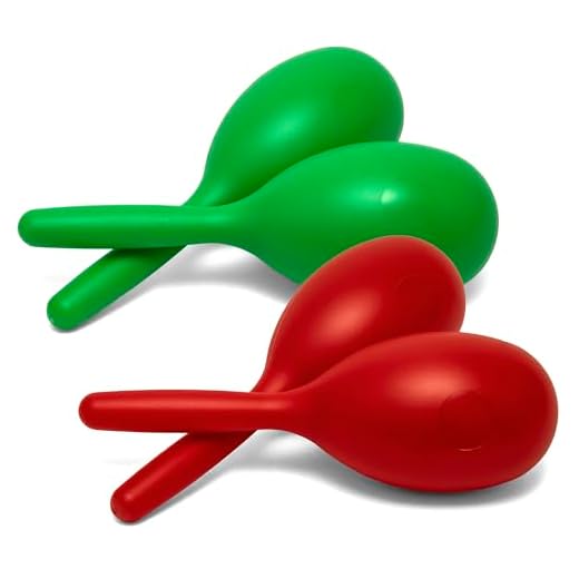 Tiger Paquete de 4 maracas coloridas de plástico, tamaño completo