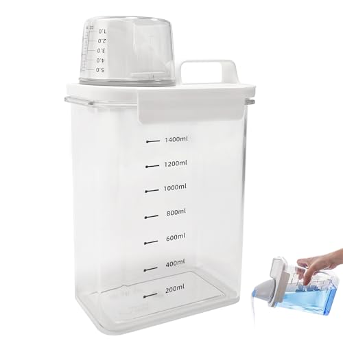 Xinsenke Luftdichter Waschmittelspender mit Messbecher – 1800ml Waschpulver Aufbewahrungsbox, Mehrzweck Waschmittelbehälter, luftdichte Vorratsdose für Waschmittel, Tierfutter und Lebensmittel