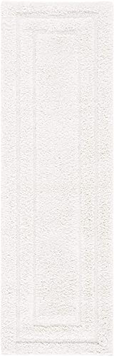 Image of (Pack of 2 Rectangular Box Shaggy Carpet for Living Room, Bedroom, High Low Design Finish Microfiber 2 in Pile High, 1.6x5 Feet Runner Cream|Cream Color