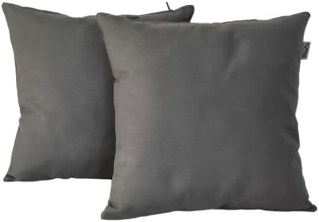 Pack of 2 Cushion Covers 45 x 45 cm Medium Grey – Plain Colour Ca...